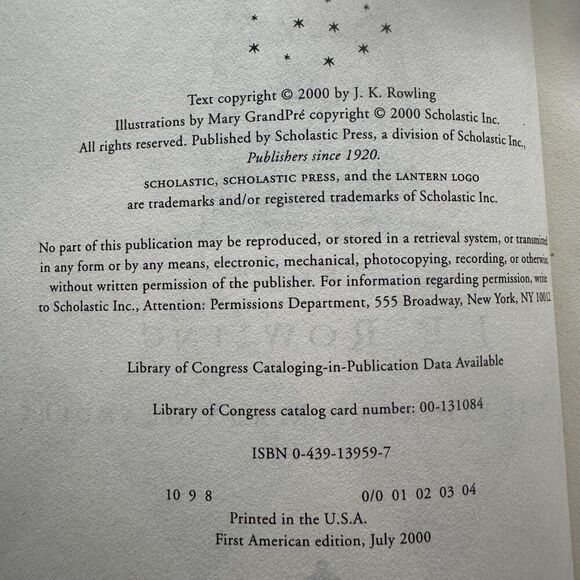 Hardcover Book Harry Potter and the Goblet of Fire J K Rowling First American Ed - Picture 12 of 12